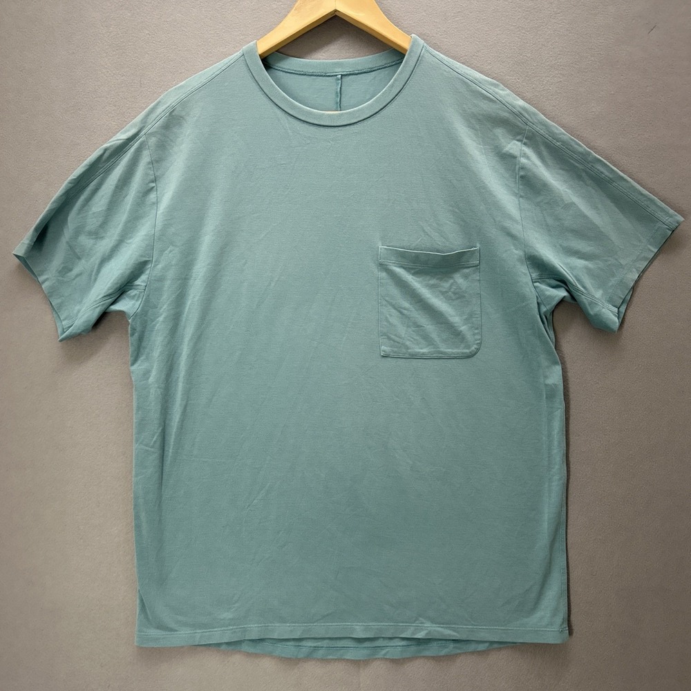 Lululemon Fundamental Pocket T-Shirt Men Size Medium Blue Pima Cotton Stretch